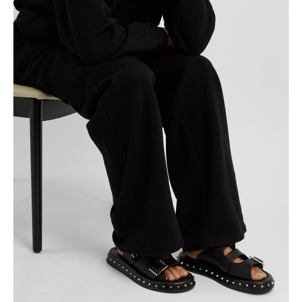 ALEXANDER MCQUEEN Leather Stud Buckle Slide Sandals Black EU39 RT$1250 - Picture 4 of 12